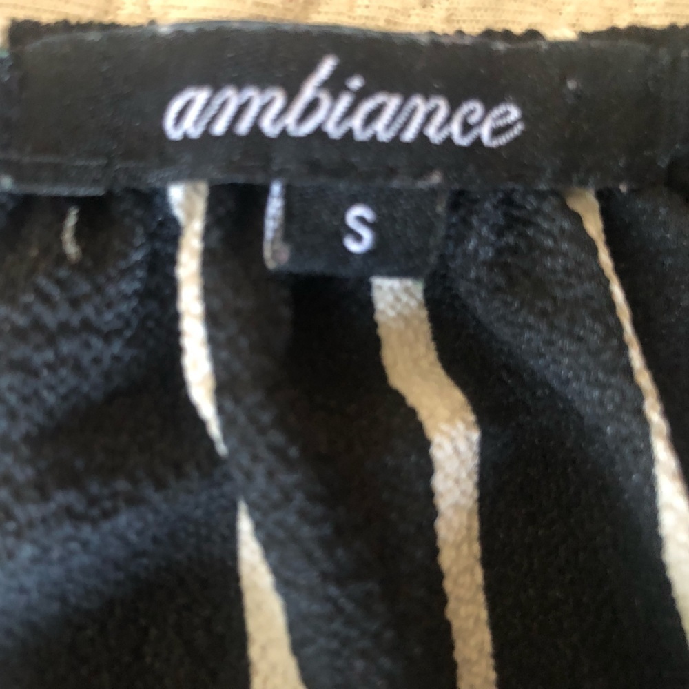 Ambiance Small Black and White Women’s Striped Blouse - Picture 2 of 2
